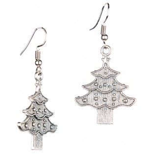 CHRISTMAS PINE TREE Silver Oxidized Earrings Jhumka Jhumki Bali Imitation Indian Bollywood Ethnic Wedding Jewelry H42